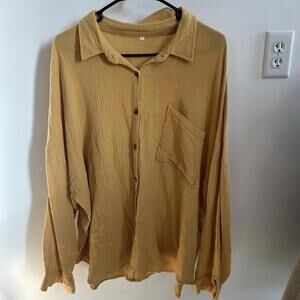 Women’s XXL Yellow Button Down Long Sleeve Pre Owned